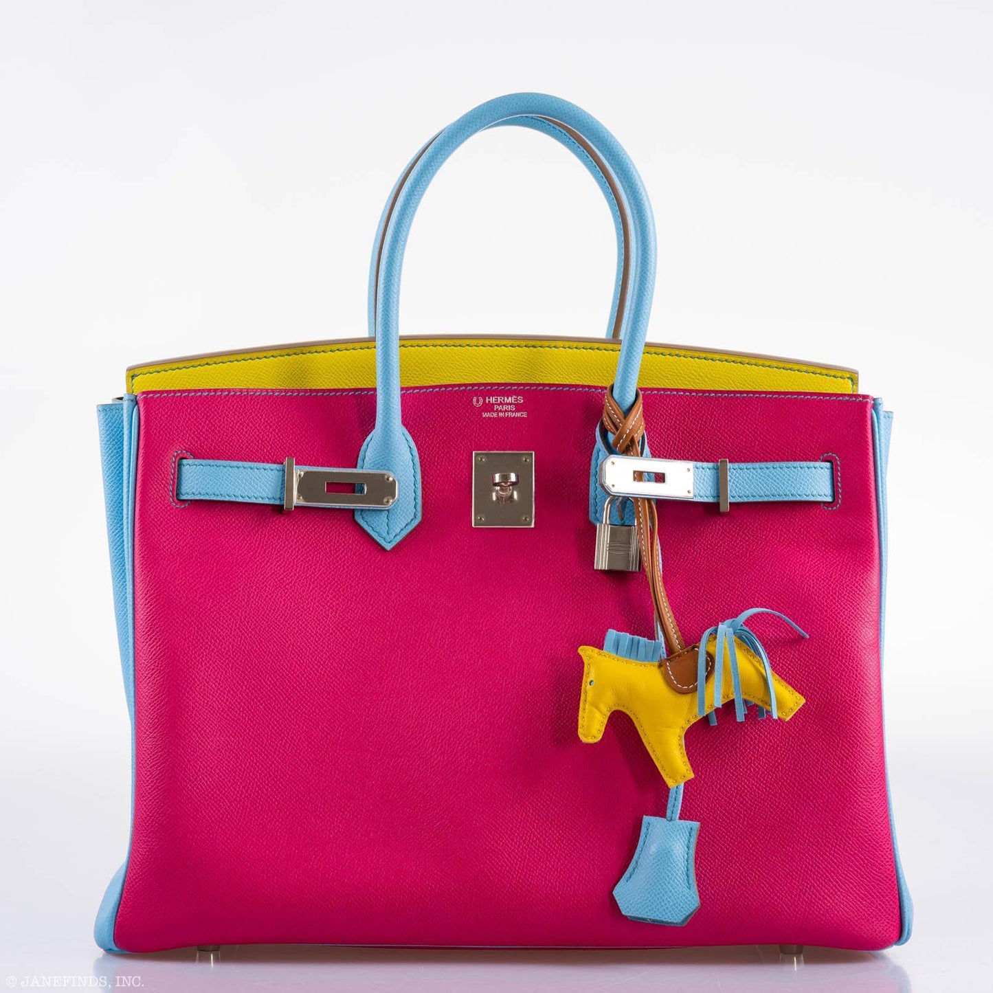 Hermes Birkin 35 HSS Rose Tyrien Blue Celeste Lime Epsom Palladium Hardware 2011 O