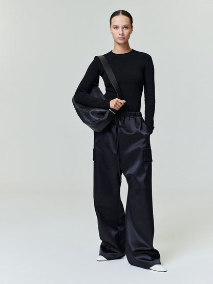 Fear of God Essentials Bonded Satin Wide Leg Field Pant