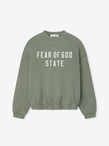 Fear of God Essentials 90s Fit Fleece Crewneck - Satin Twill Logo