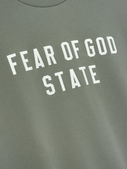 Fear of God Essentials 90s Fit Fleece Crewneck - Satin Twill Logo