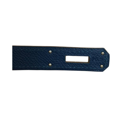 Hermes Kelly Flag Sellier 32 White Blue Thalassa Epsom Leather Palladium Hardware