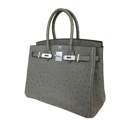 Hermes Birkin 30 Gris Tourterelle Ostrich Palladium Hardware