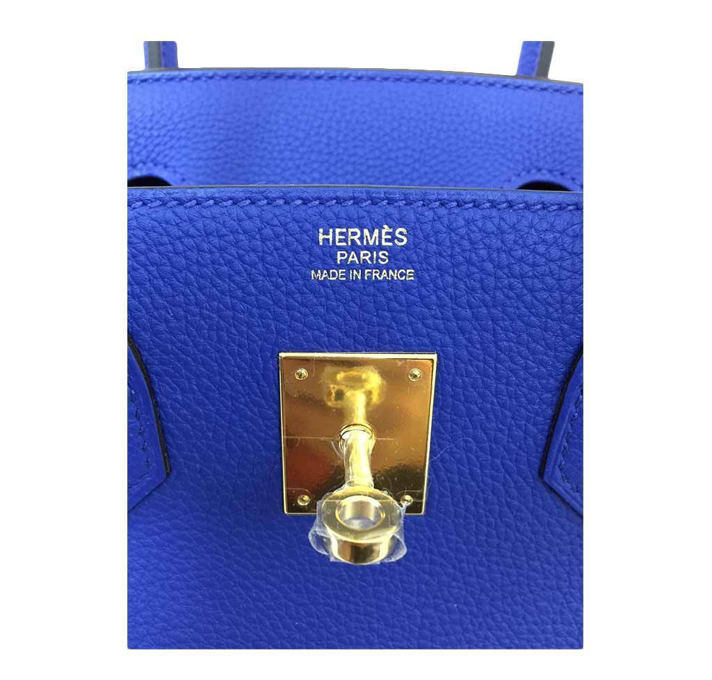 Hermes Birkin 30 Blue Electrique Togo Leather Gold Hardware