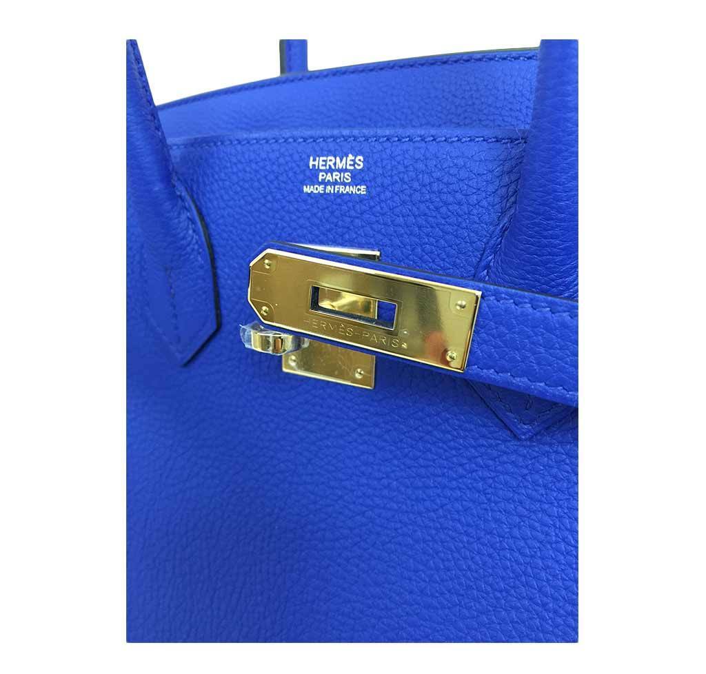 Hermes Birkin 30 Blue Electrique Togo Leather Gold Hardware
