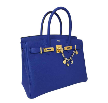 Hermes Birkin 30 Blue Electrique Togo Leather Gold Hardware