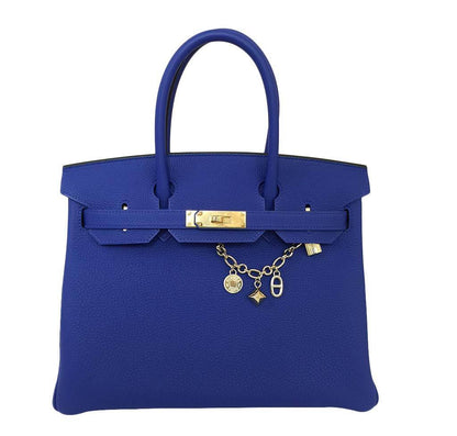 Hermes Birkin 30 Blue Electrique Togo Leather Gold Hardware