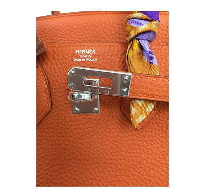 Hermes Birkin 25 Feu Clemence Leather Palladium Hardware