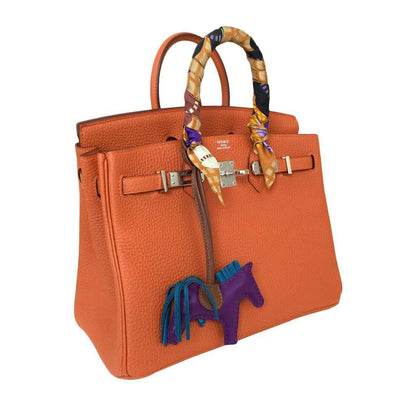 Hermes Birkin 25 Feu Clemence Leather Palladium Hardware