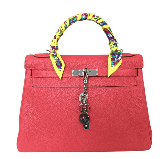 Hermes Kelly 32 Rouge Pivoine Clemence Leather Palladium Hardware