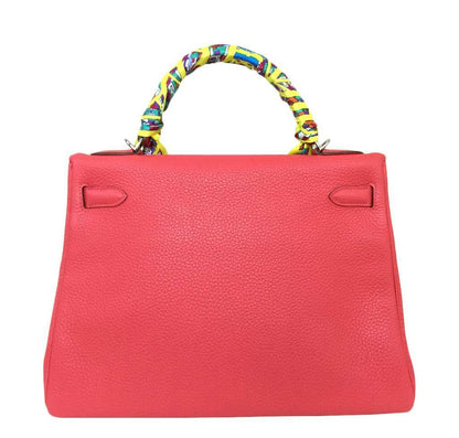 Hermes Kelly 32 Rouge Pivoine Clemence Leather Palladium Hardware