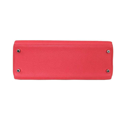 Hermes Kelly 32 Rouge Pivoine Clemence Leather Palladium Hardware