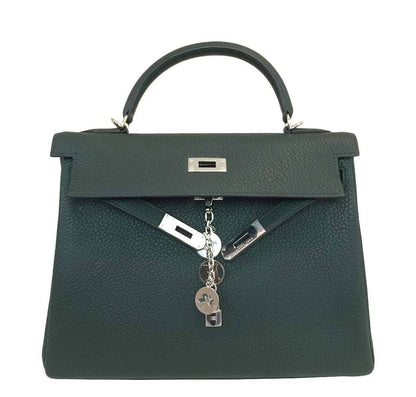 Hermes Kelly 32 Vert Anglais Togo Leather Palladium Hardware