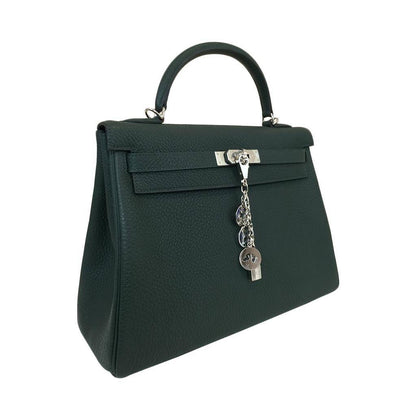 Hermes Kelly 32 Vert Anglais Togo Leather Palladium Hardware