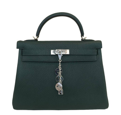 Hermes Kelly 32 Vert Anglais Togo Leather Palladium Hardware