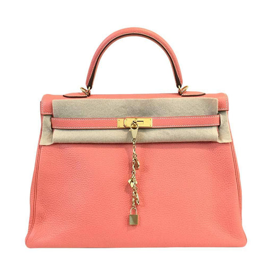 Hermes Kelly 35 Crevette Clemence Leather Gold Hardware