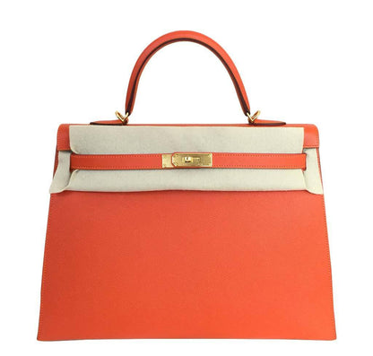 Hermes Kelly Sellier 35 Feu Epsom Leather Gold Hardware
