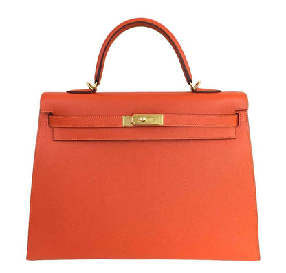 Hermes Kelly Sellier 35 Feu Epsom Leather Gold Hardware
