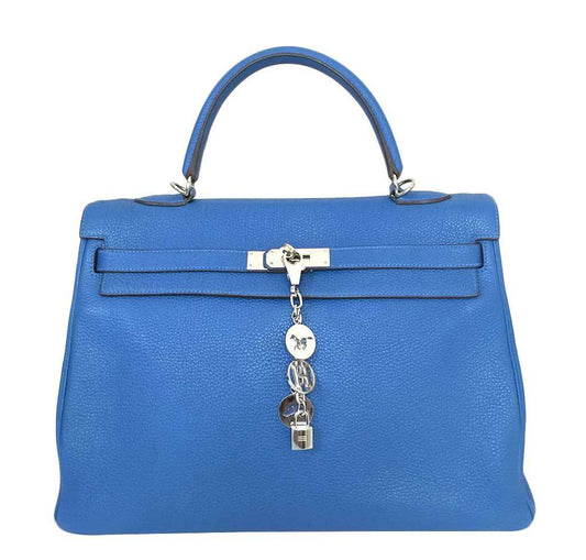Hermes Kelly Retourne 35 Mykonos Togo Leather Palladium Hardware
