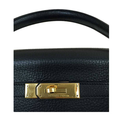 Hermes Kelly Retourne 32 Black Ardennes Leather Gold Hardware