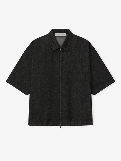 Fear of God Essentials Denim Full Zip 3/4 Sleeve Shirt