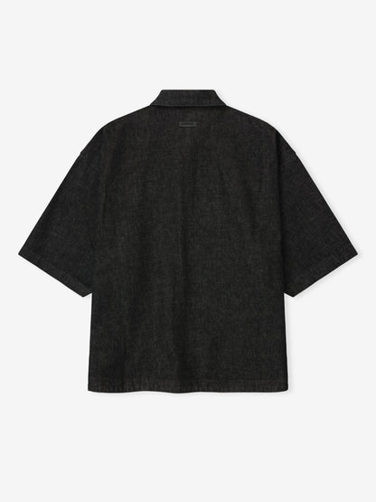 Fear of God Essentials Denim Full Zip 3/4 Sleeve Shirt