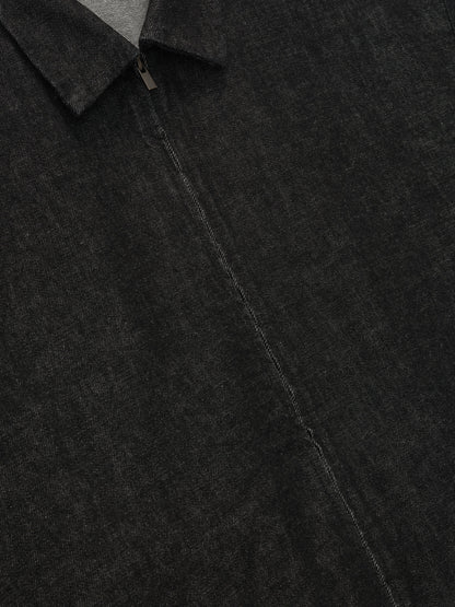 Fear of God Essentials Denim Full Zip 3/4 Sleeve Shirt