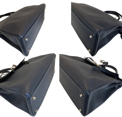 Hermes Kelly Retourne 35 Bleu Nuit Togo Leather Palladium Hardware