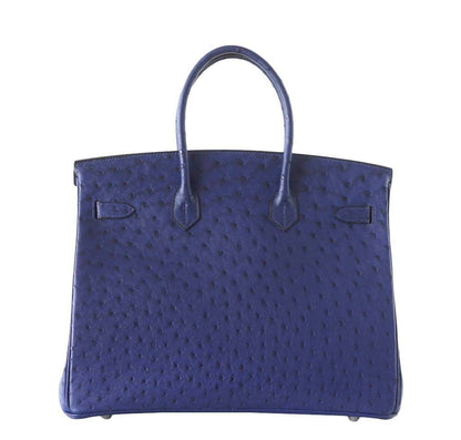 Hermes Birkin 35 Bleu Iris Ostrich Palladium Hardware