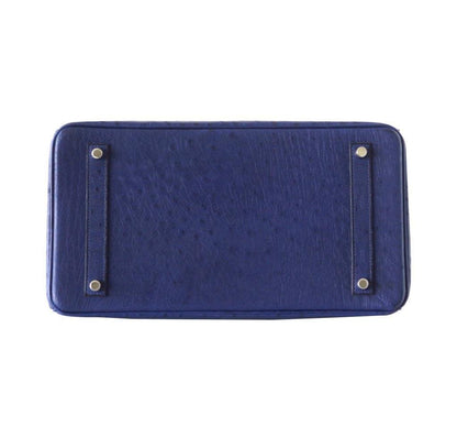 Hermes Birkin 35 Bleu Iris Ostrich Palladium Hardware