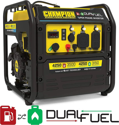 Champion 4250-Watt Dual Fuel RV Ready Open Frames Inverter Generators
