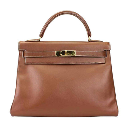 Hermes Kelly 32 Tabac Veau Grain Lisse Leather Gold Hardware