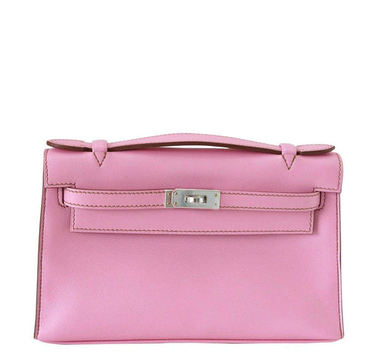 Hermes Kelly JPG Pochette 5P Pink Swift Leather Palladium Hardware