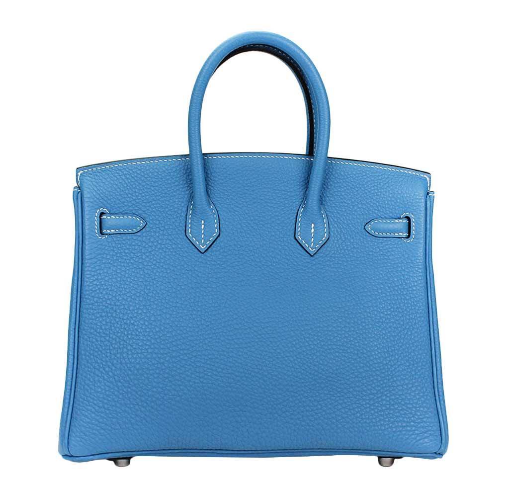 Hermes Birkin 25 Blue Jean Epsom Leather Palladium Hardware