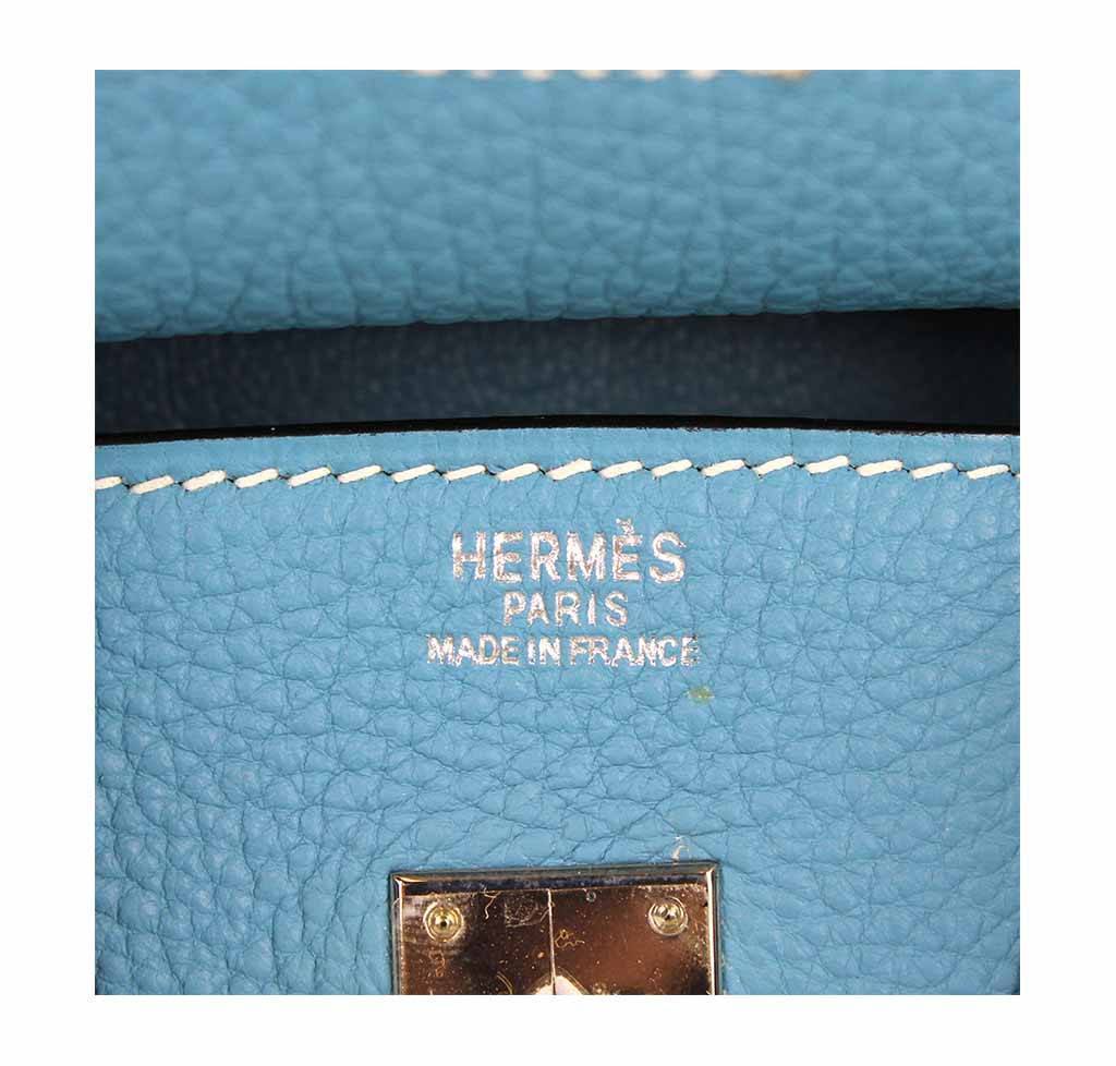 Hermes Birkin 25 Blue Jean Epsom Leather Palladium Hardware