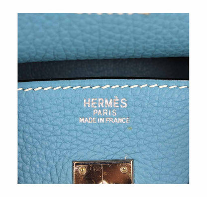 Hermes Birkin 25 Blue Jean Epsom Leather Palladium Hardware