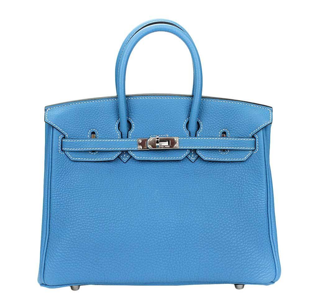 Hermes Birkin 25 Blue Jean Epsom Leather Palladium Hardware