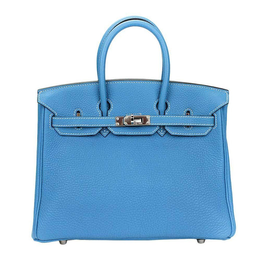 Hermes Birkin 25 Blue Jean Epsom Leather Palladium Hardware