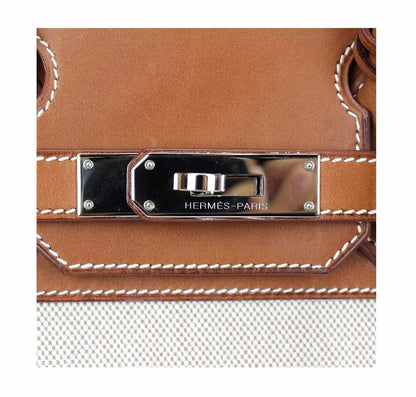 Hermes Birkin 30 Toile Natural Barenia Leather Palladium Hardware Limited Edition