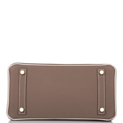 Hermes Birkin 25 Etoupe and Craie Togo Brushed Gold Hardware