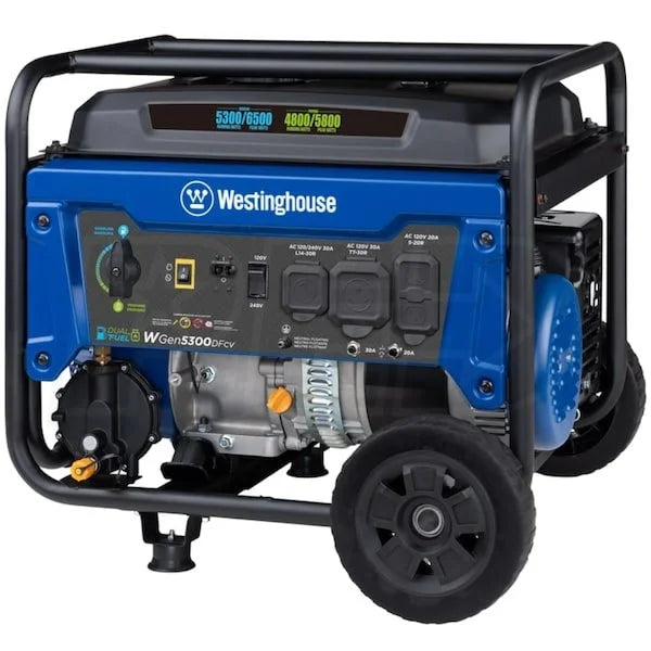 Westinghouse WGen5300DFcv – 5300 Watt Dual-Fuels Portable Generators w/ RV Outlet &amp; CO Sensor (49-State)