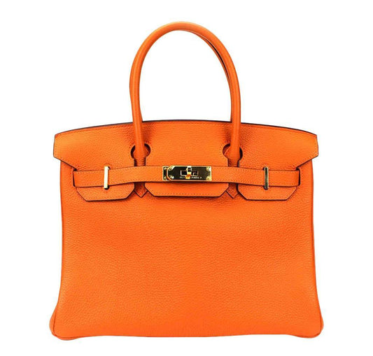 Hermes Birkin 30 Orange Togo Leather Palladium Hardware