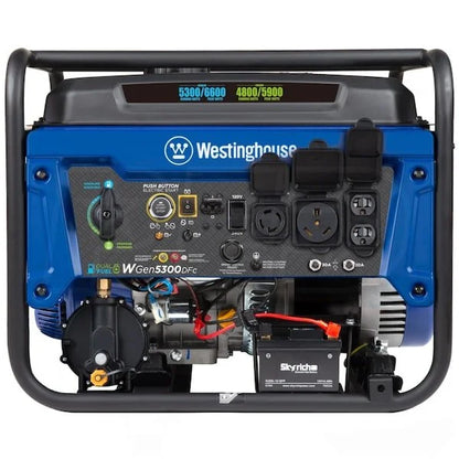 Westinghouse WGen5300DFc – 5300 Watt Electric Start Dual-Fuel Portables Generators w/ Wireless Remote Start, RV Outlet &amp; CO Sensor (49-State)