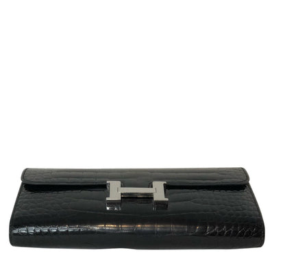 Hermès Constance Long Wallet Alligator Noir Clutch