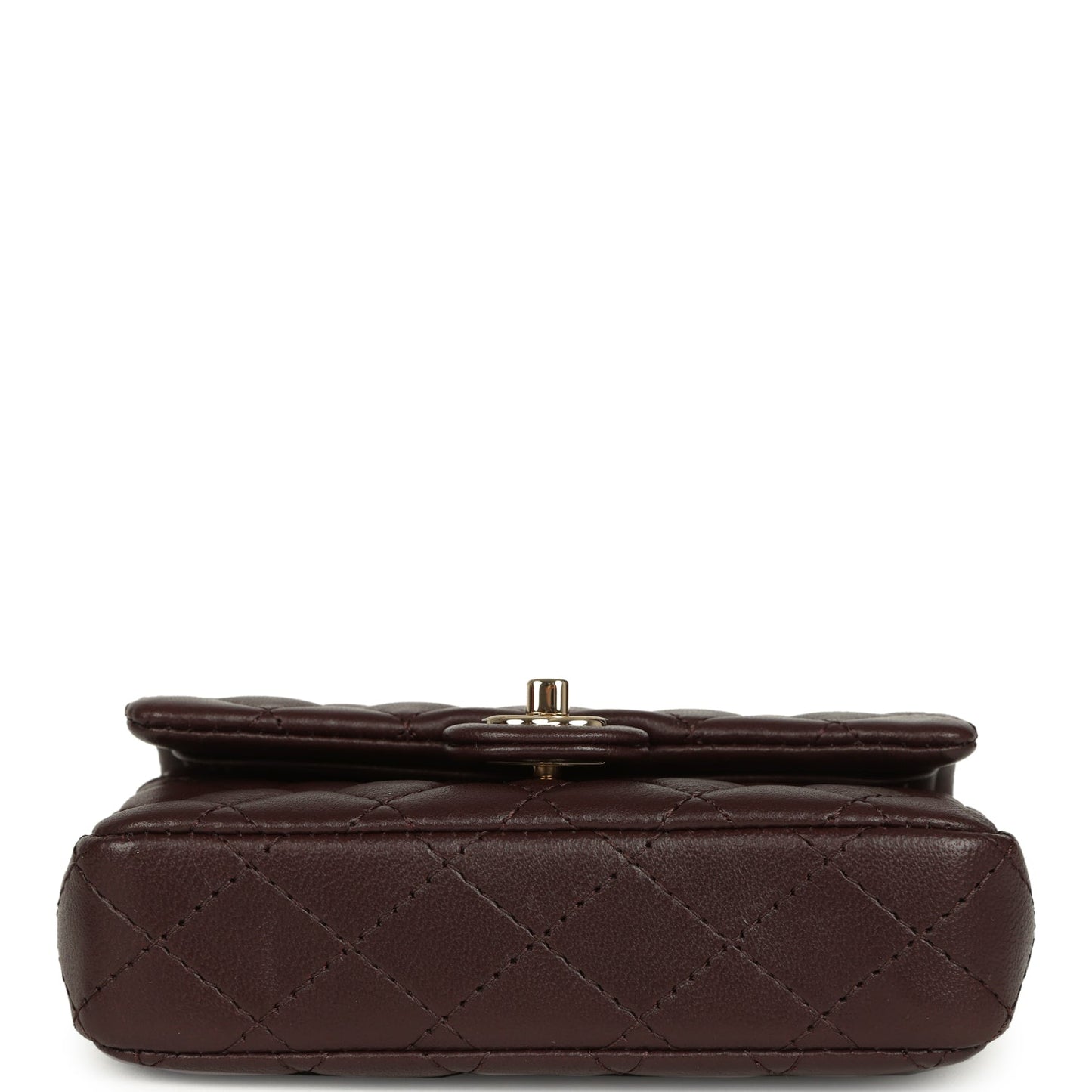Chanel Nano Classic Double Flap Bag Charm Dark Brown Lambskin Light Gold Hardware