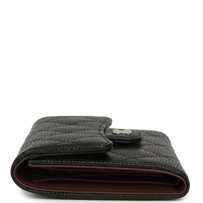 Chanel Small Classic Flap Wallet Black Shiny Caviar Silver Hardware