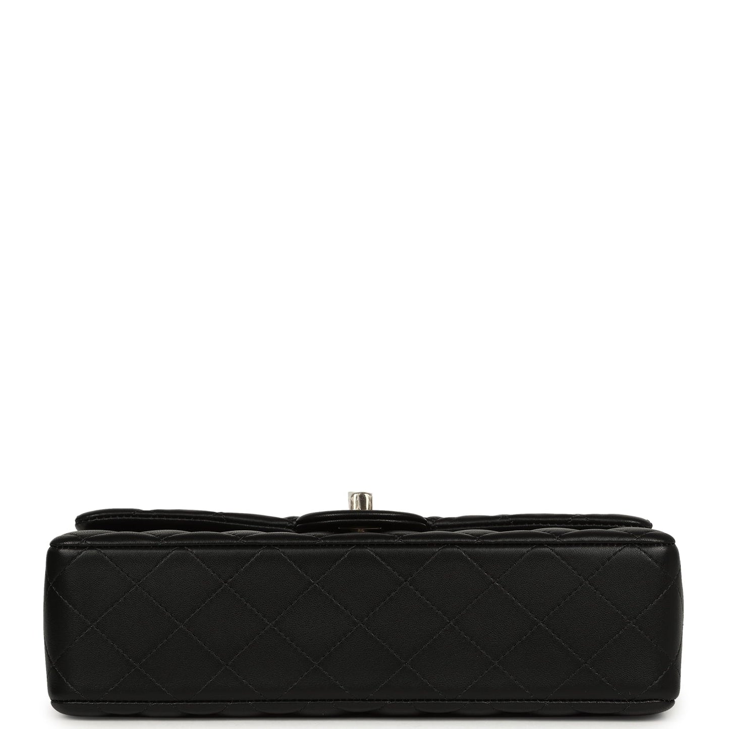 Chanel Classic Top Handle Long Flap Bag Black Lambskin Light Gold Hardware