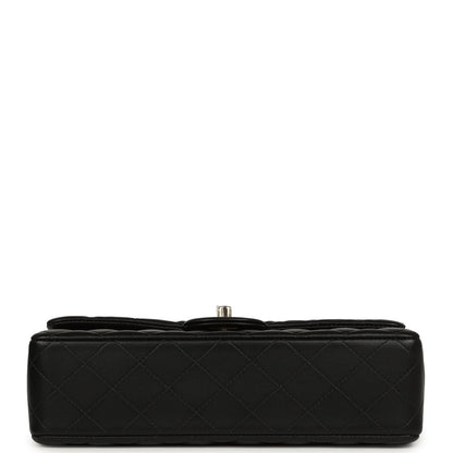 Chanel Classic Top Handle Long Flap Bag Black Lambskin Light Gold Hardware