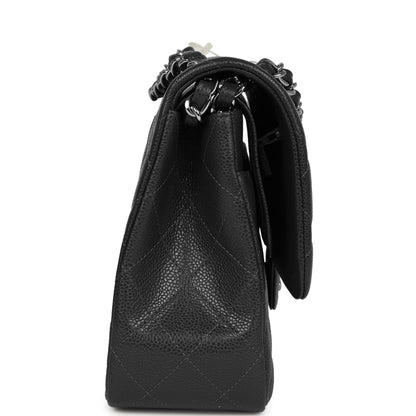 Chanel Jumbo Classic Double Flap Bag Dark Grey Caviar Silver Hardware