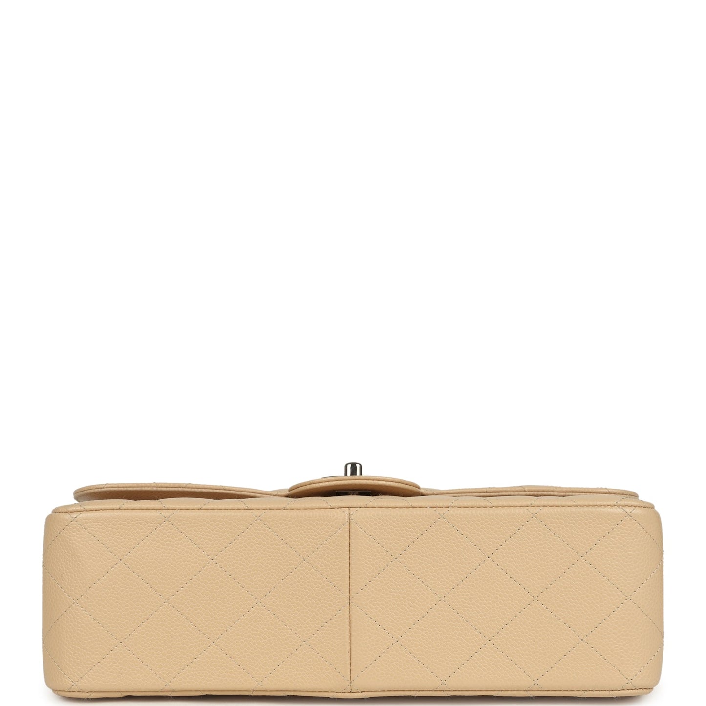 Pre-owned Chanel Jumbo Classic Double Flap Bag Light Beige Caviar Silver Hardware