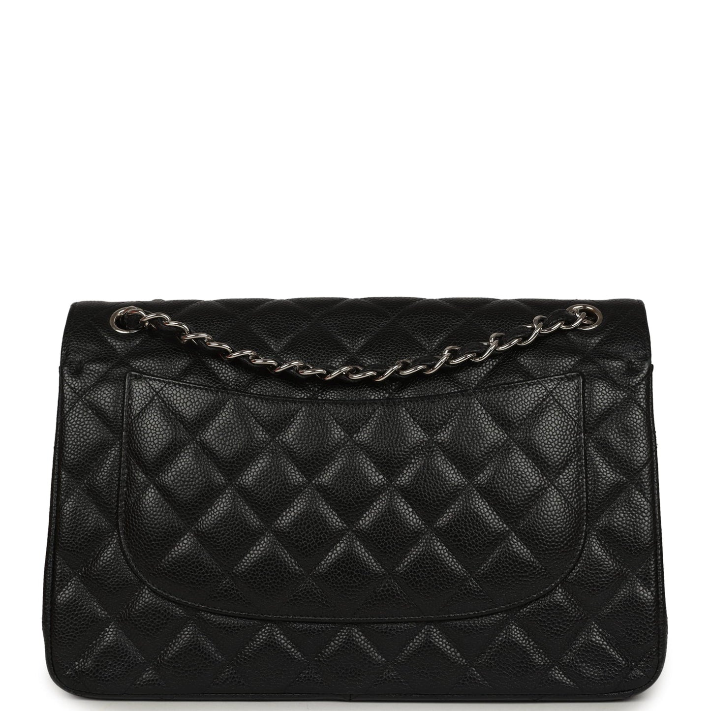 Pre-owned Chanel Jumbo Classic Double Flap Bag Black Caviar Silver Hardware